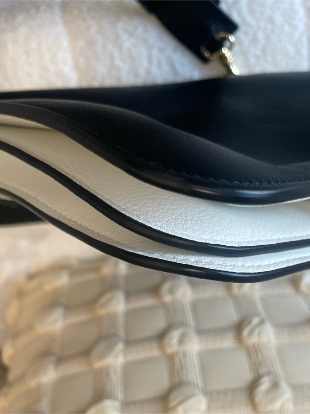 JW ANDERSON Authentic Pierce Black and White Leather Shoulder Bag with Gold Ring - Picture 11 of 13